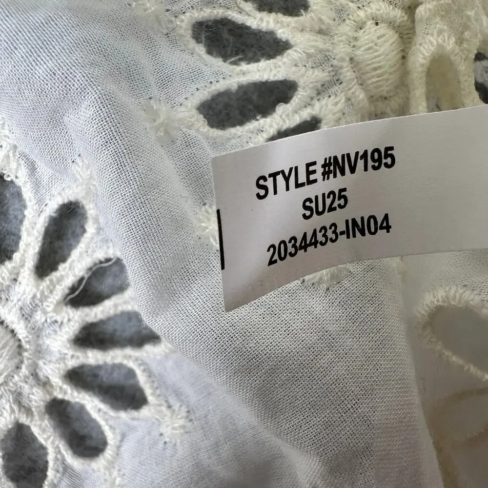 Madewell Embroidered Shirred Puff-Sleeve Top WMNS XS Cream Floral Eyelet Swingy